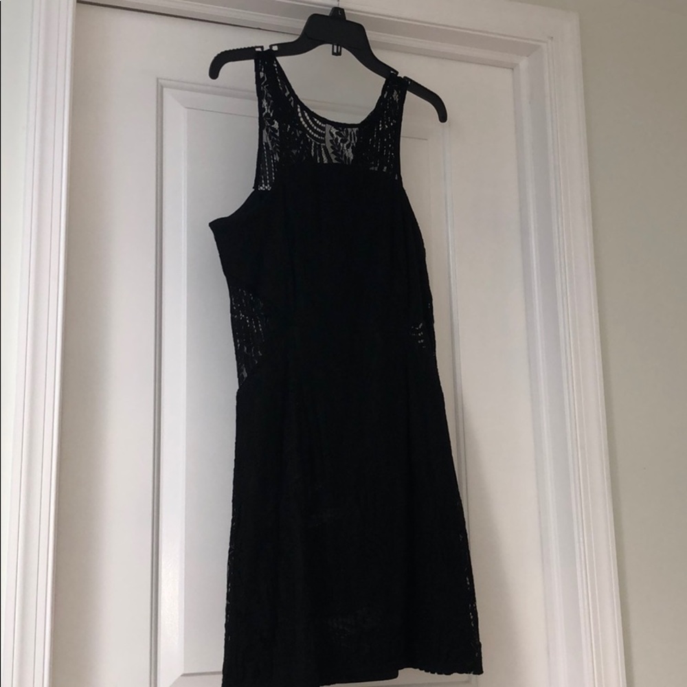 Mid thigh black lace dress size XL
